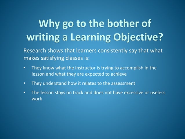 Writing learning objectives | PPT