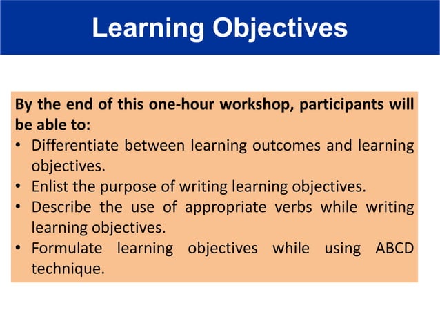 Writing learning objectives | PPTX