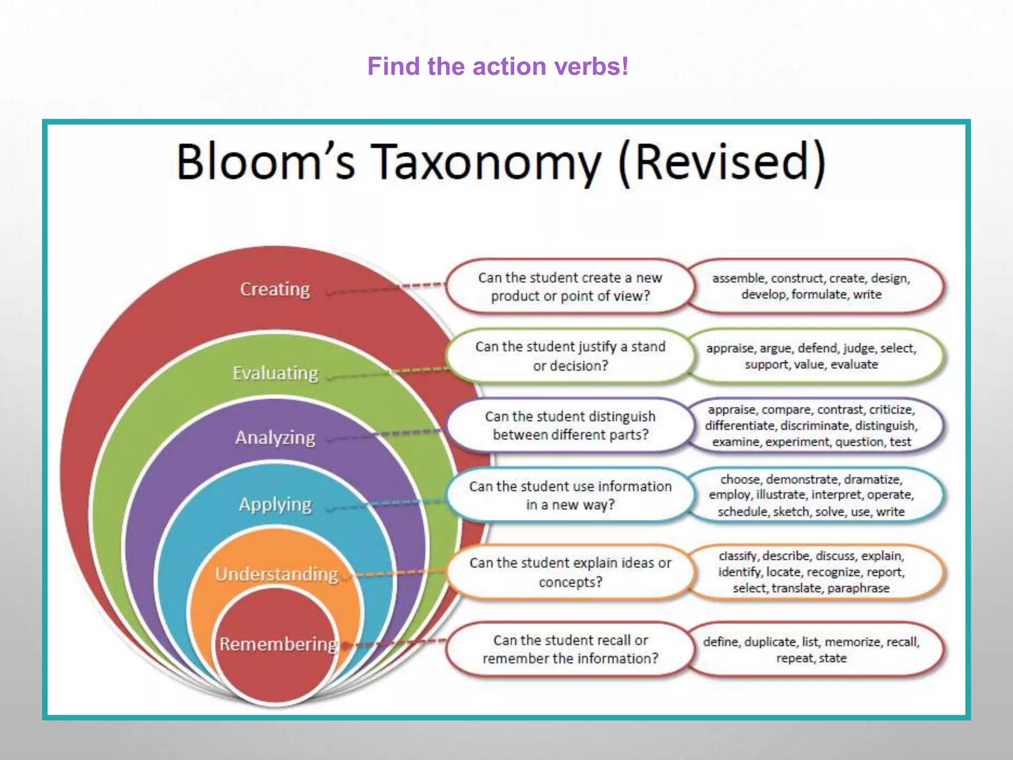 Find the action verbs!
 