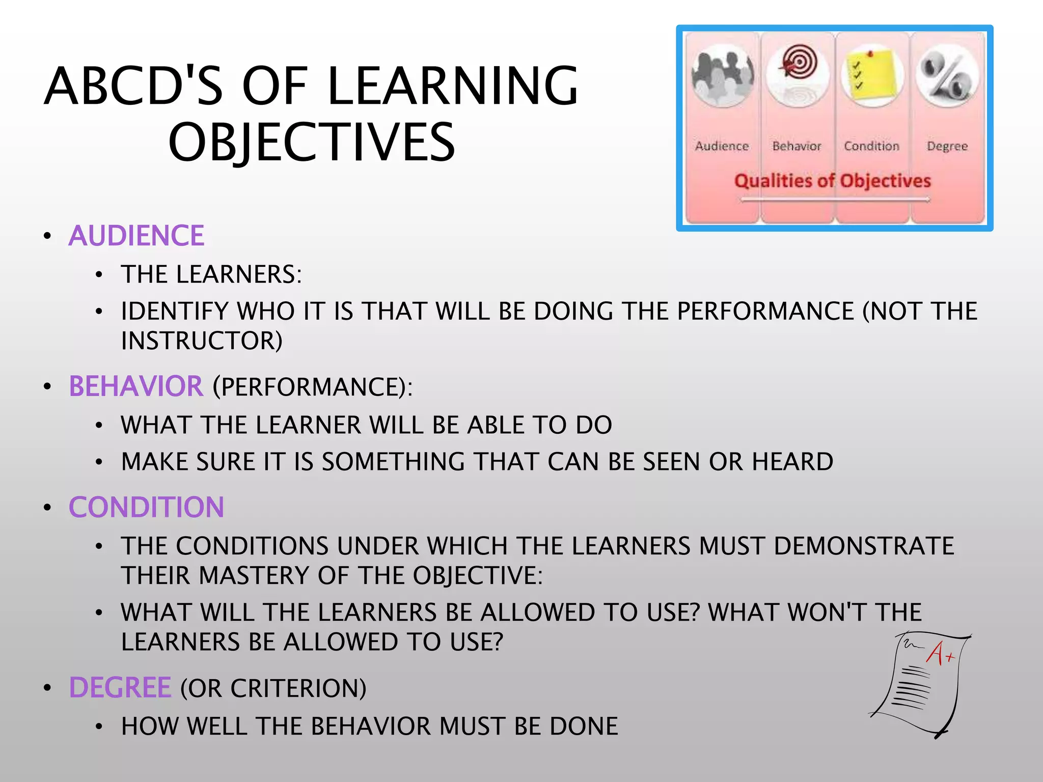 Writing Learning Objectives | PPTX