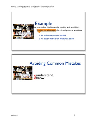 Writing Learning Objectives Using Bloom's taxonomy Tutorial
mic-01-20-17 5
 