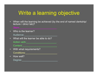HOW TO WRITE LEARNING OBJECTIVES WHEN PLANNING A LESSON | PDF