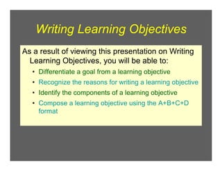 HOW TO WRITE LEARNING OBJECTIVES WHEN PLANNING A LESSON | PDF