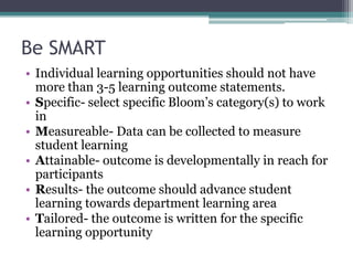 Smart Course Learning Outcomes Writing learning outcome statements | PPTX