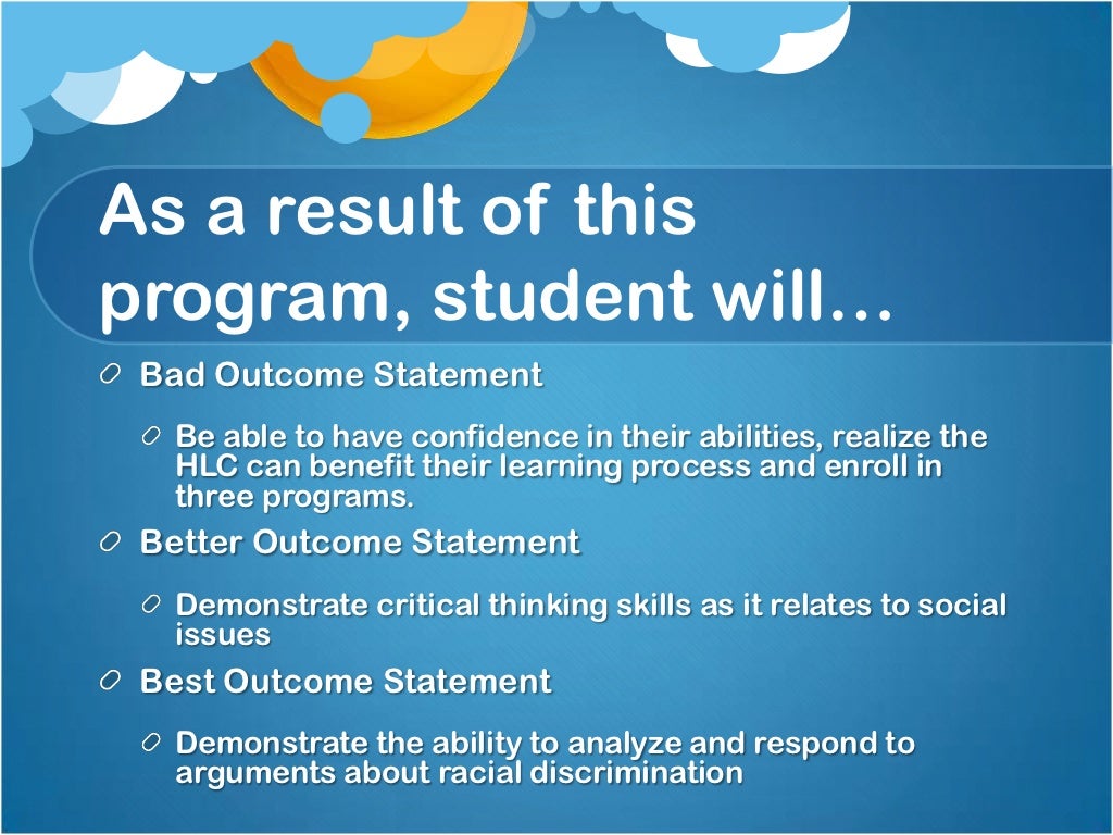 Learning outcomes example picture