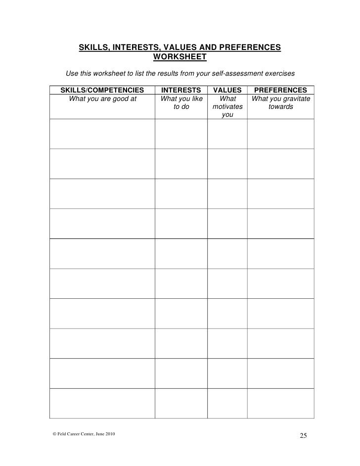 resume building worksheets