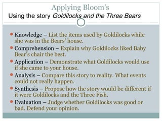 Goldilocks Method Writing measurable objectives | PPT
