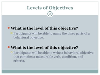 Objective Level Chart Writing measurable objectives | PPT