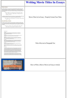 Writing Movie Titles In Essays | PDF