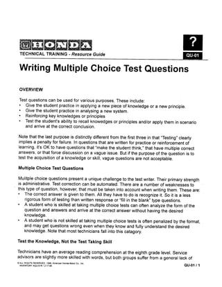 How to Write Effective Multiple Choice Learning Assessments