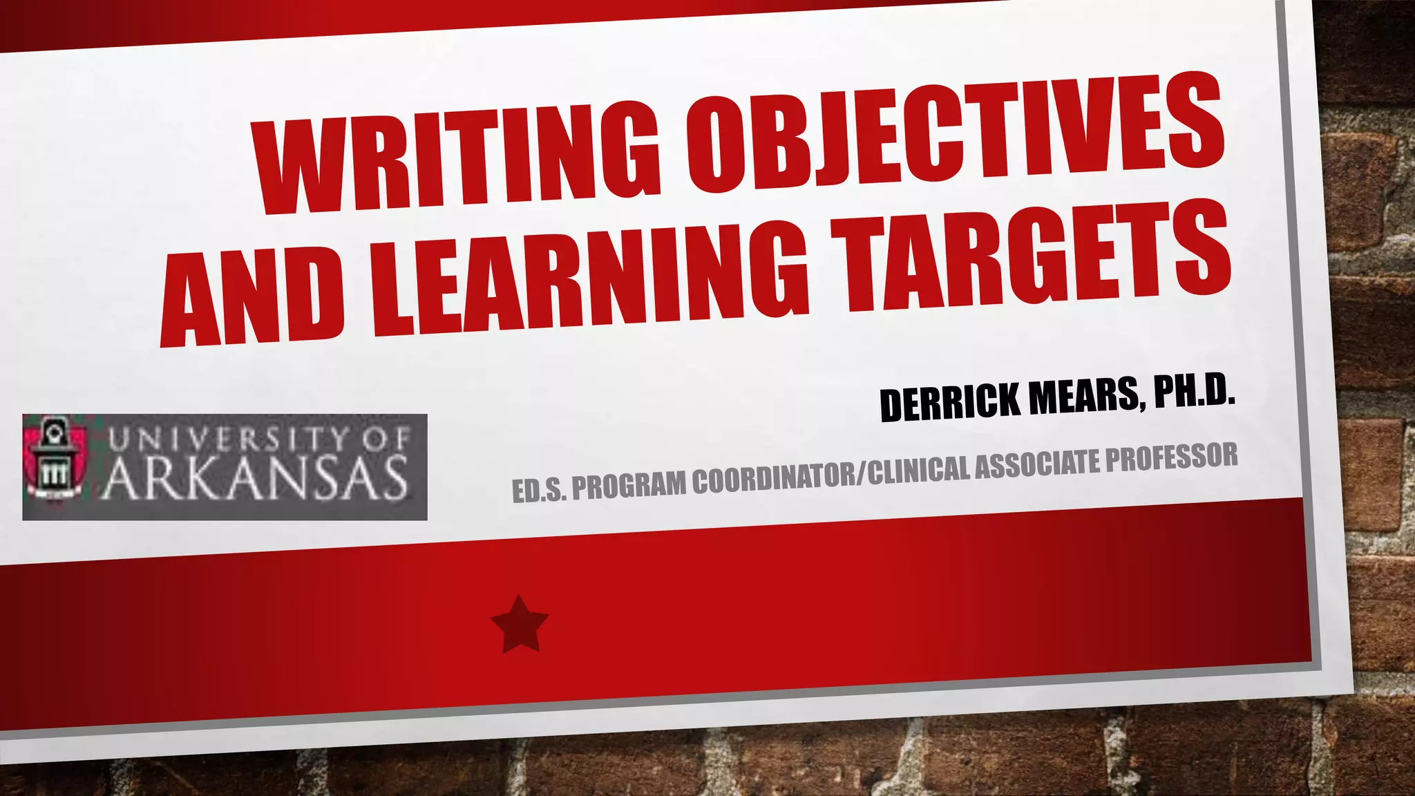 Writing objectives and learning targets | PPT