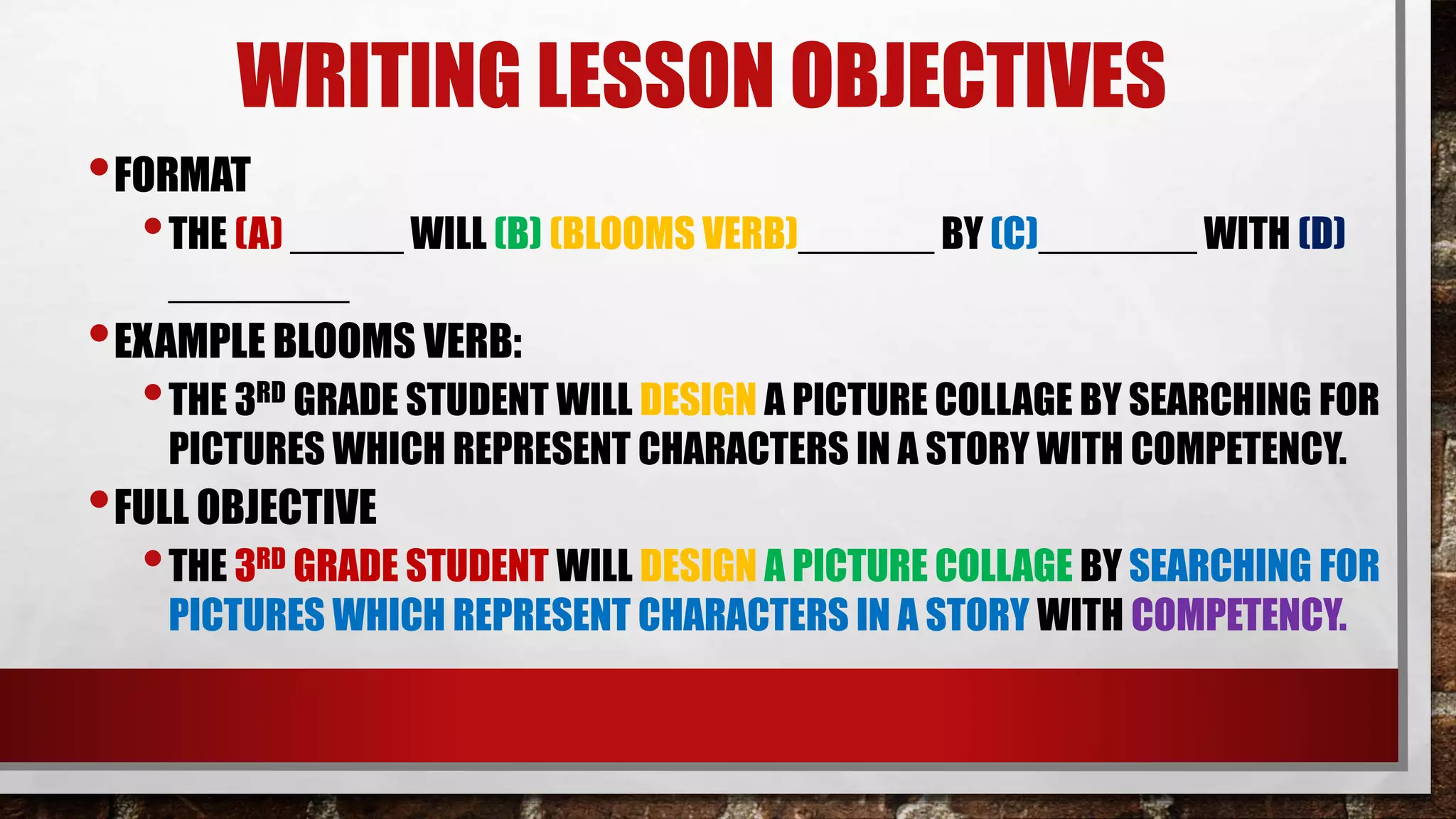 Writing objectives and learning targets | PPT