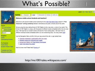 What’s Possible? http://ms1001tales.wikispaces.com/ 