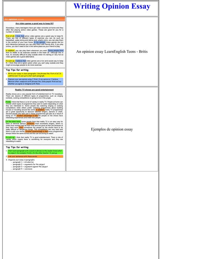 Example Of Opinion Essay Topics