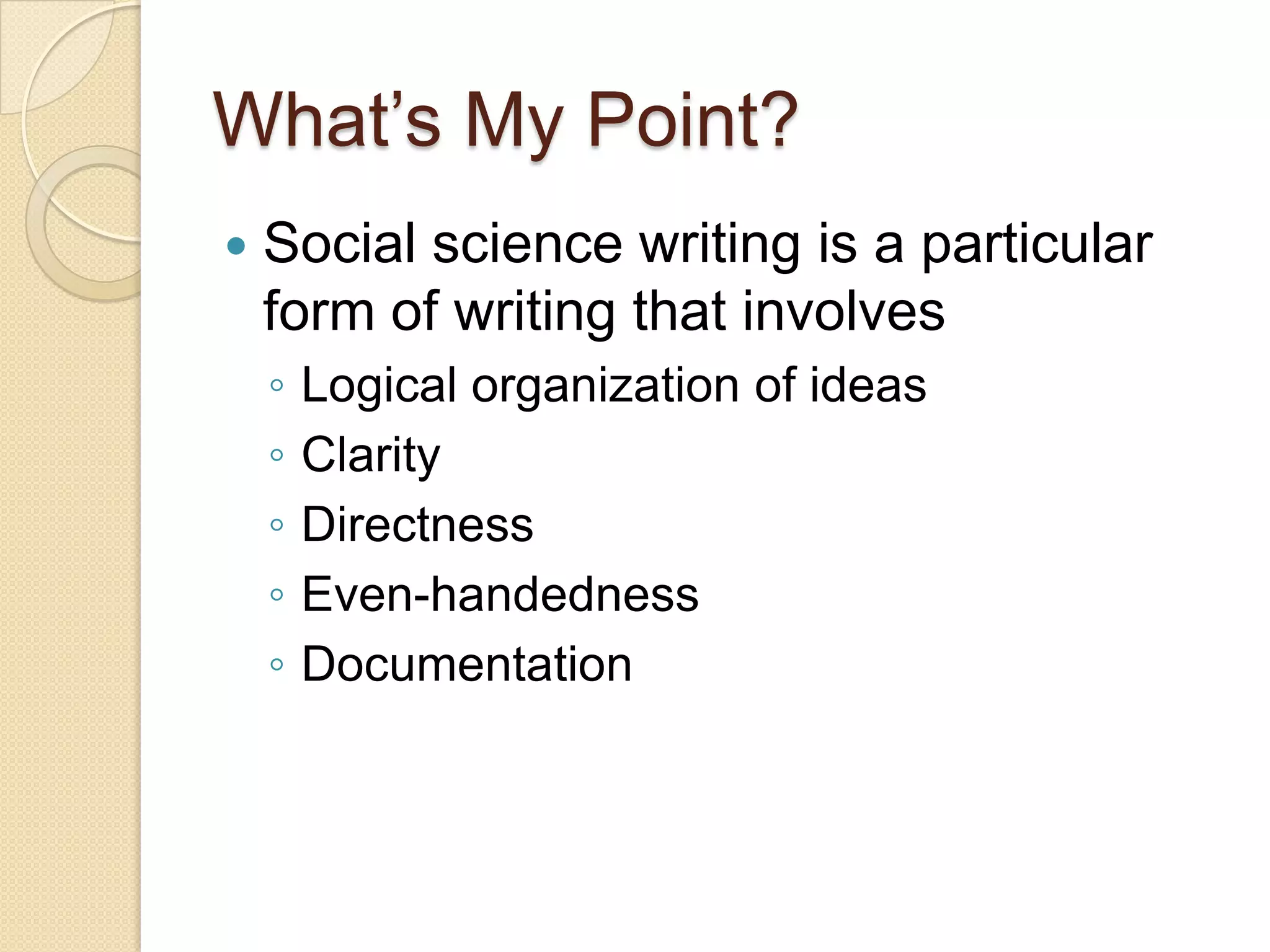 Writing outline for social science audiences | PPTX