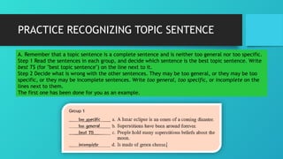 WRITING PARAGRAPH in English, topic sentence, supporting sentence | PPTX