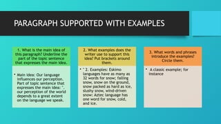 WRITING PARAGRAPH in English, topic sentence, supporting sentence | PPTX