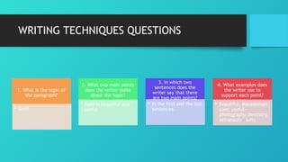 WRITING PARAGRAPH in English, topic sentence, supporting sentence | PPTX