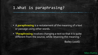 Writing paraphrases | PPTX