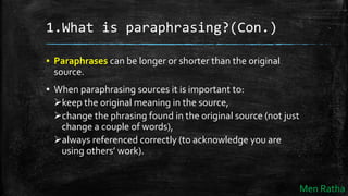 Writing paraphrases | PPTX