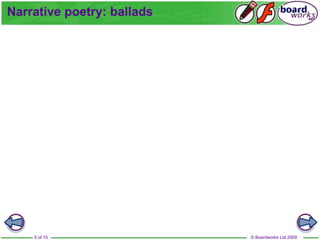 © Boardworks Ltd 2009
5 of 15
Narrative poetry: ballads
 