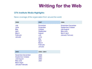 Writing for the Web
 
