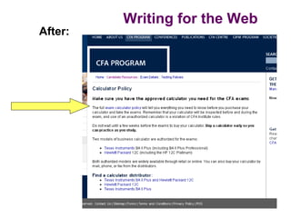 Writing for the Web
After:
 