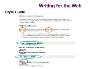 Writing for the Web
Style Guide
 