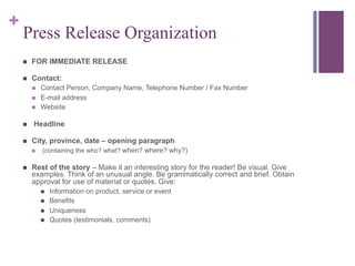 Writing press releases | PDF