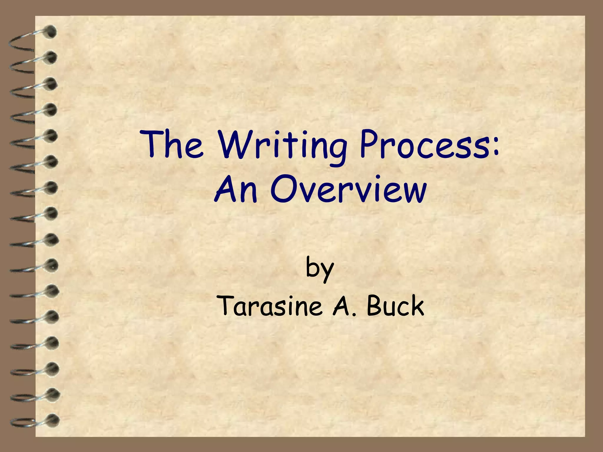 The Writing Process: An Overview by Tarasine A. Buck 