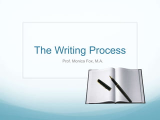 The Writing Process
Prof. Monica Fox, M.A.
 