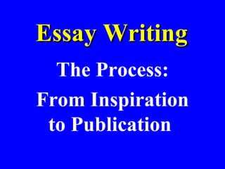 Essay WritingEssay Writing
The Process:
From Inspiration
to Publication
 