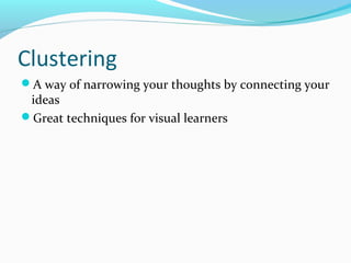 Clustering Writing Process Writing process | PPT