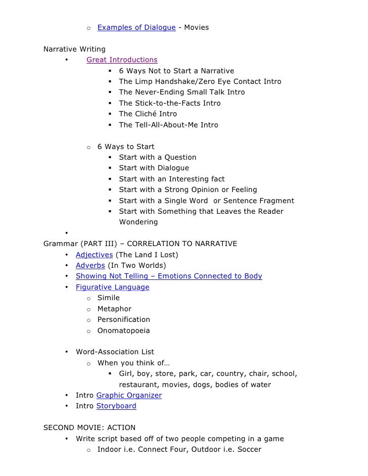 Writing Program Outline