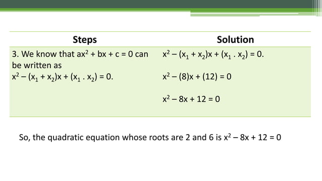 Writing quadratic equation | PPT