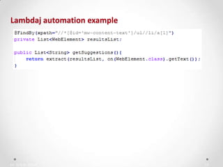 IN YOUR ZONE
Lambdaj automation example
19
 
