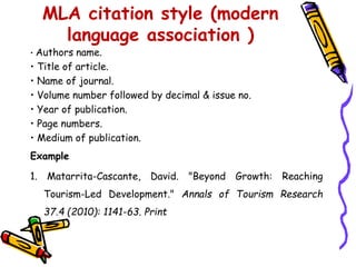 Mlm Reference Style WRITING RESEARCH REFERENCE STYLE | PPTX