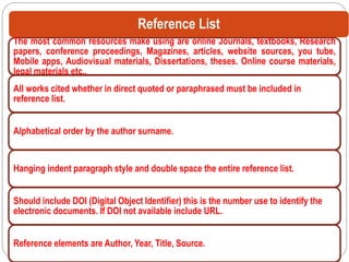 Writing References in APA Style(7th edition) | PPT