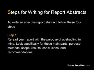 Writing Report Abstracts | PPTX