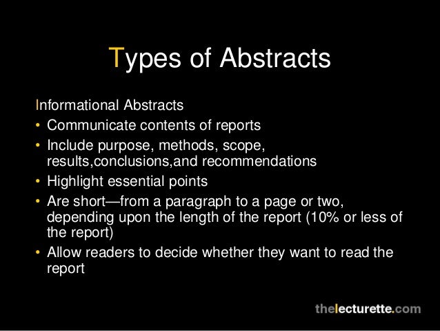 Writing Report Abstracts