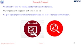  It is like a blue print of a building plan before the construction starts.
 Writing a research proposal is both science and art.
 A good research proposal is based on scientific facts and on the art of clear communication .
Research Proposal
10
Writing Research Grant Proposal G R Sinha
 