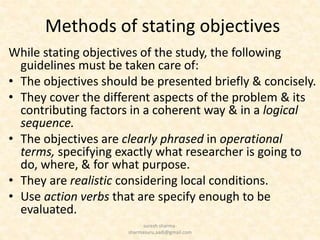 Writing research objectives by suresh aadi8888 | PPTX