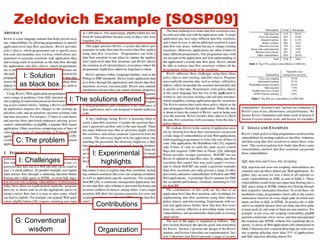 31
Zeldovich Example [SOSP09]
C: The problem
G: Conventional
wisdom
I: Solution
as black box
I: The solutions offered
I: Experimental
highlights
Organization
Contributions
I: Challenges
 