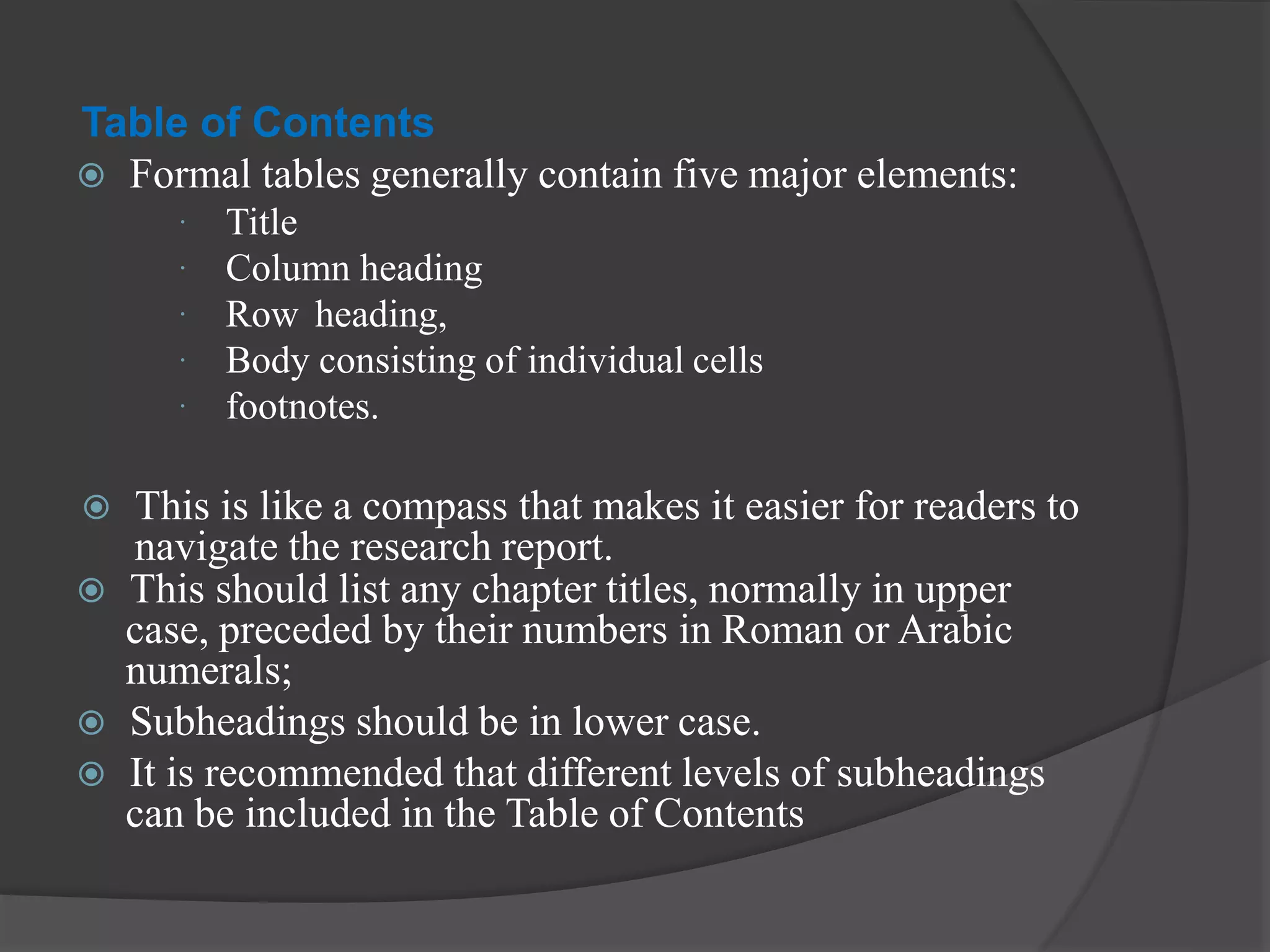 Table In Report Writing research report | PPTX