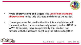 Curated visual reference: Visual Reference: Writing Research Titles Pptx