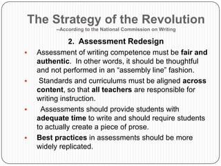 Wide gap between secondary and post-secondary writing instruction.