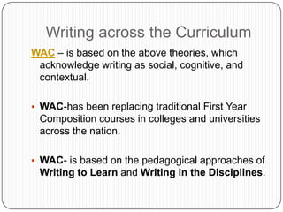 New education students would take a course in writing theory and practice before obtaining a teaching certificate. 