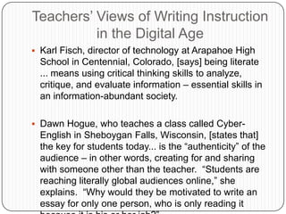  Standards and curriculums must be aligned across content, so that all teachers are responsible for writing instruction.