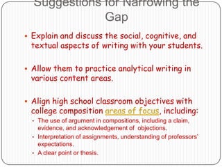 Recent Research in Writing PedagogyScholars have recently revisited the field of writing instruction and have come to view writing in fresh terms, leading to changes in college writing curricula.Now, this scholarship and these changes need to reach the high school level.