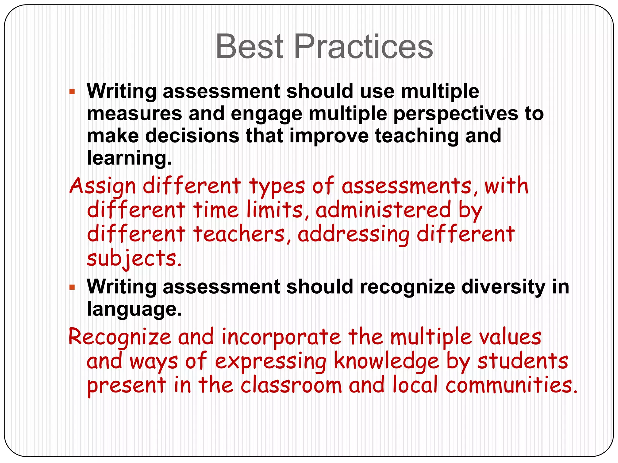 Advances in technology offering new tools for communication and composition.StatisticsMost fourth-grade students spend less than three hours a week writing, which is approximately 15 percent of the time they spend watching television.